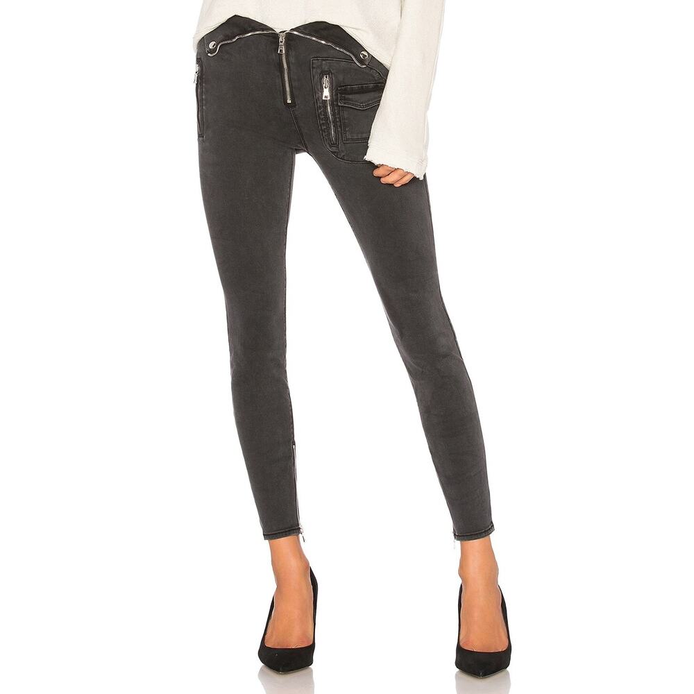 RTA Diavolin Skinny Jeans Washed Grey Mid-Rise Denim Women's Size 24